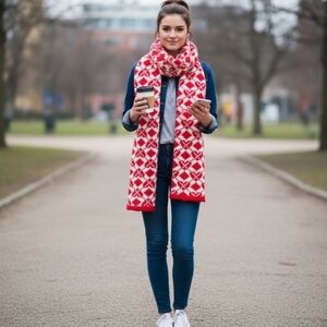NEW! Free People Red and White Scarf